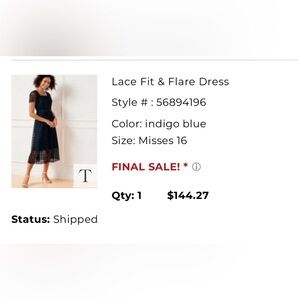 Dress by Talbots navy fit and flare!